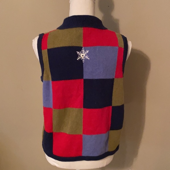 Breckinridge Holiday Zip Front Sleeveless Sweater Vest - Petite Small - Picture 2 of 5